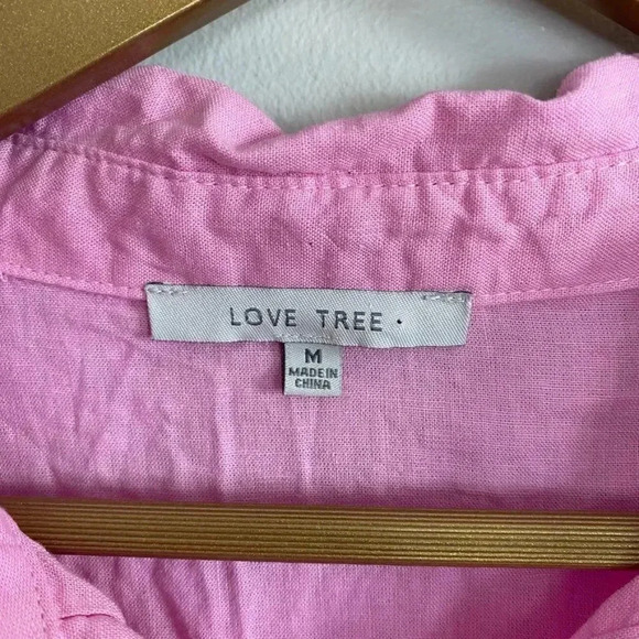 Love Tree Pink Linen Blend Button Up Top - Picture 4 of 12